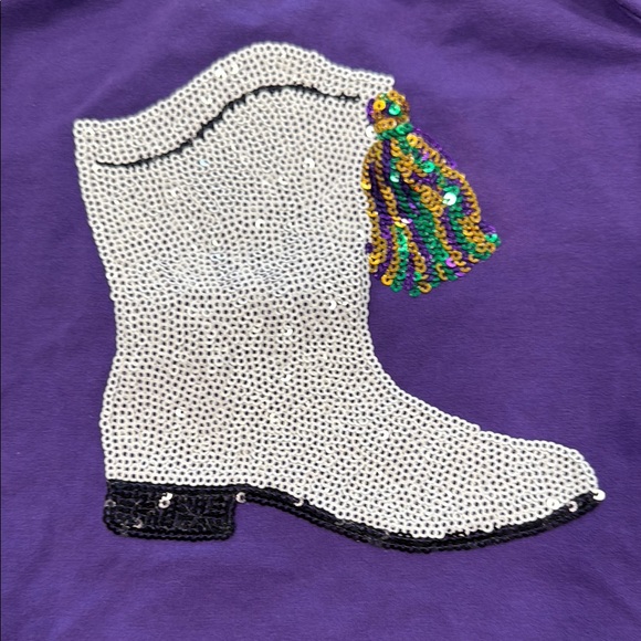 Purple Mardi Gras Tank Top with White Sequin Boot - Picture 3 of 5